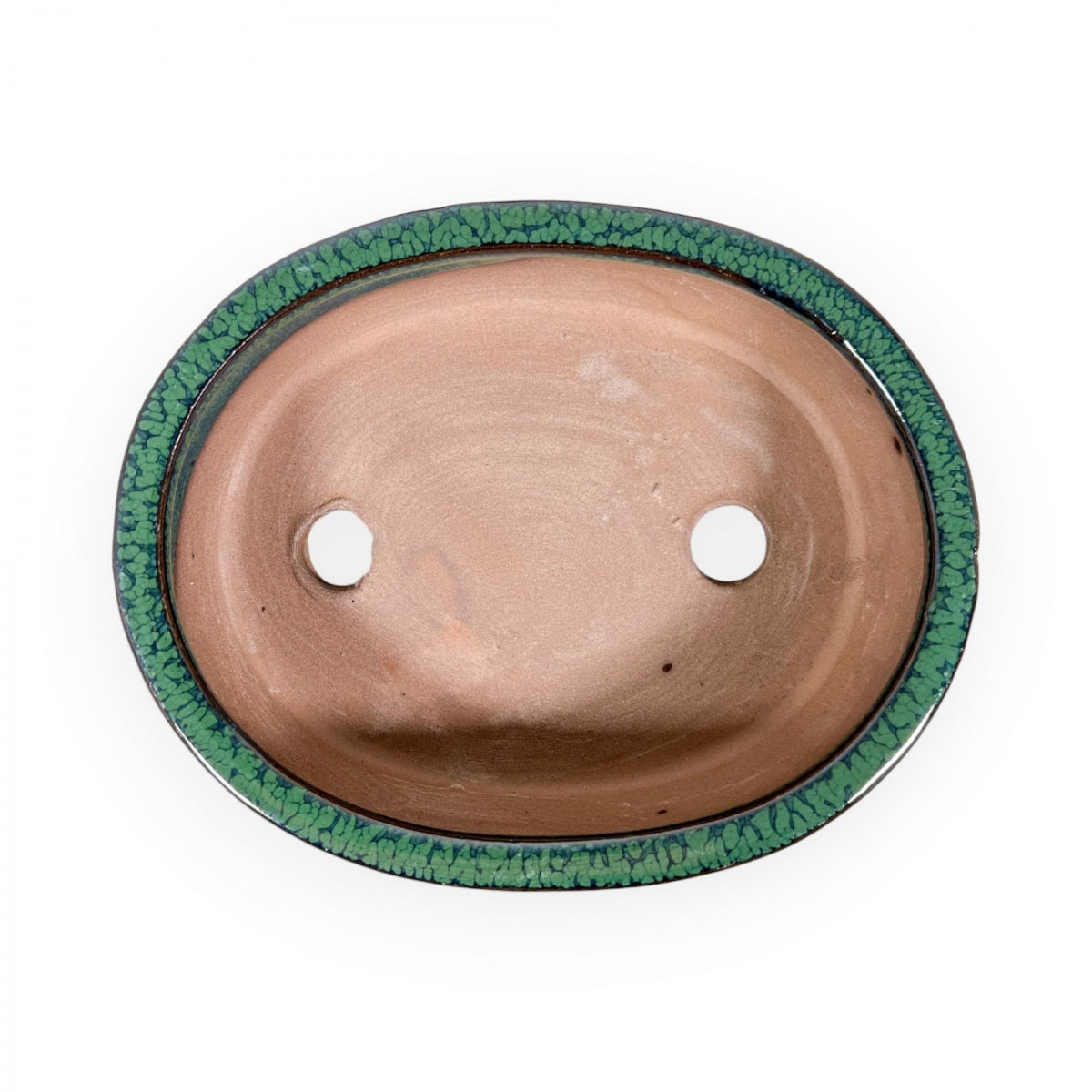 Ovale keramische bonsai pot 15,5 cm groen 3