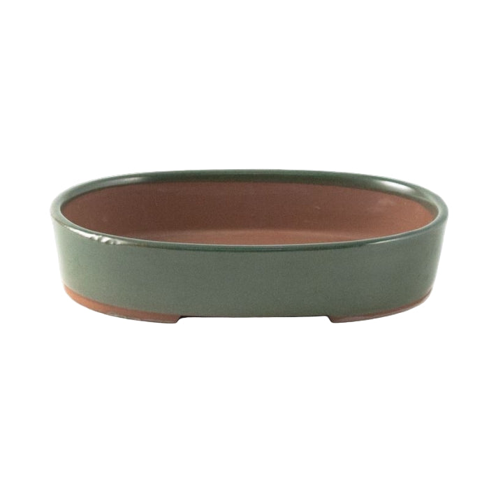 Ovale keramische bonsai pot 17 cm groen
