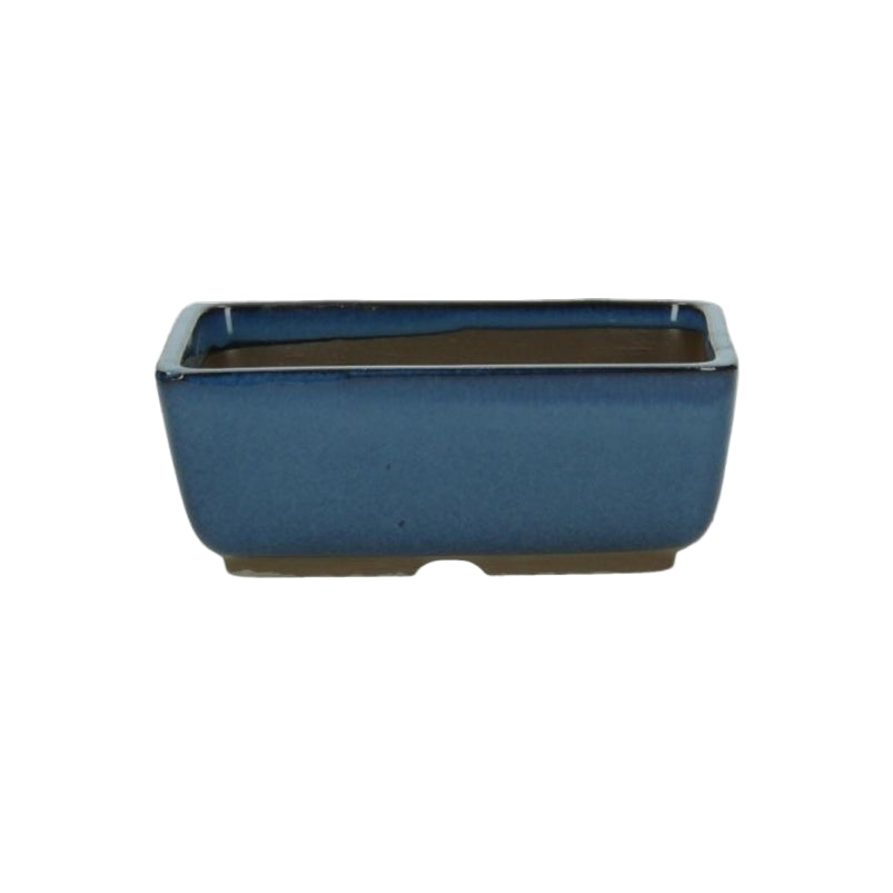 Rechthoekige keramische bonsai pot 12 cm donkerblauw