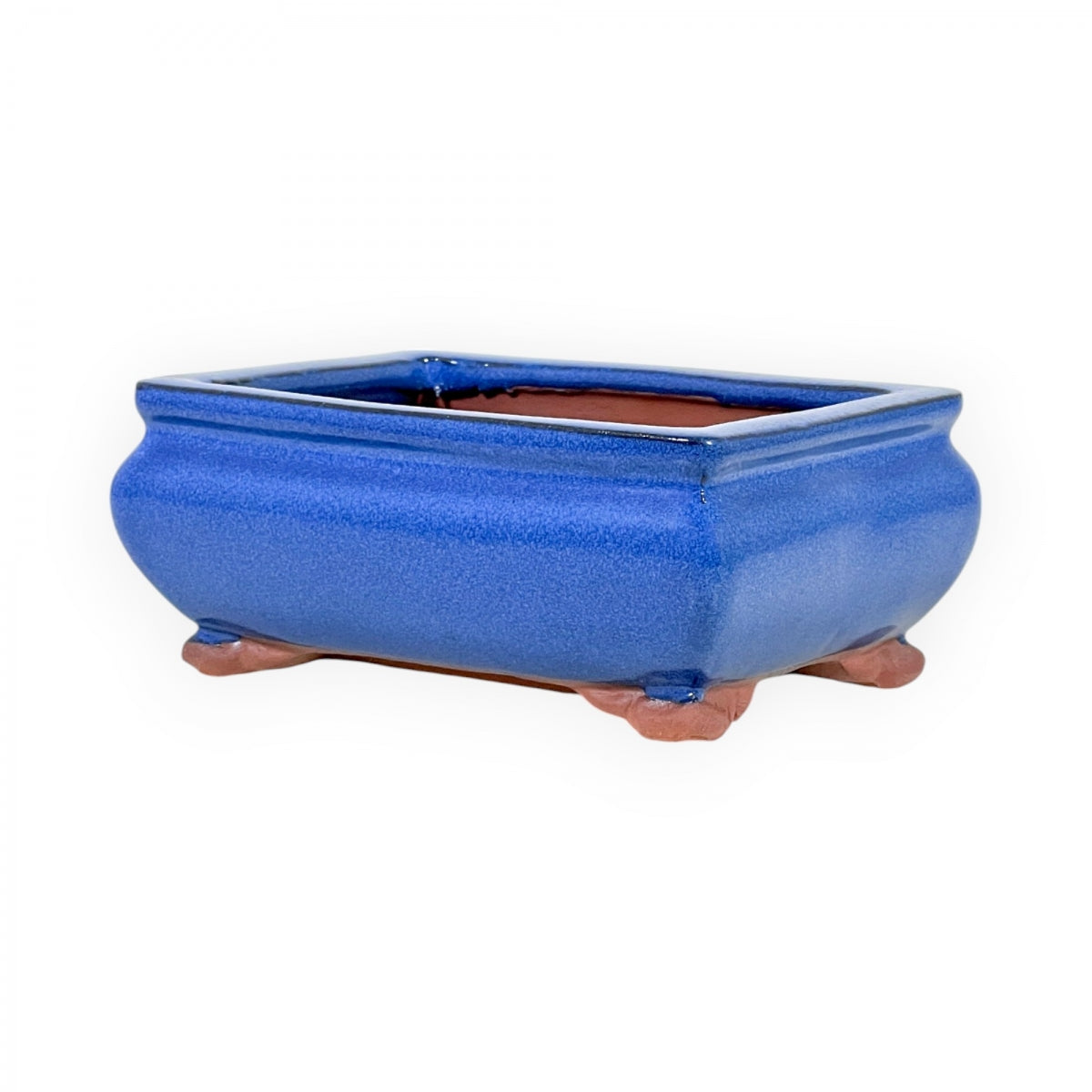 Rechthoekige keramische bonsai pot 15 cm blauw 2