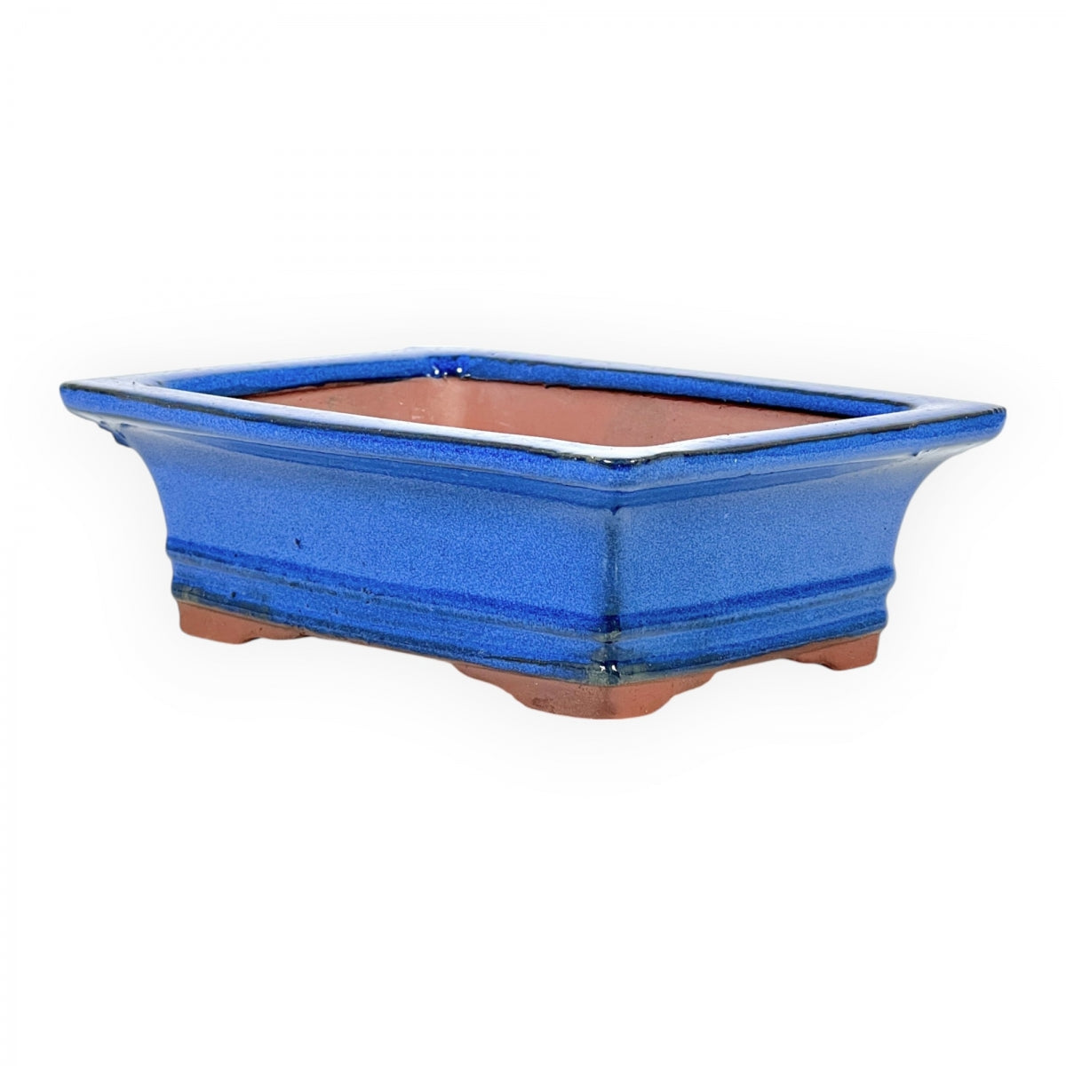 Rechthoekige keramische bonsai pot 17,5 cm blauw 2