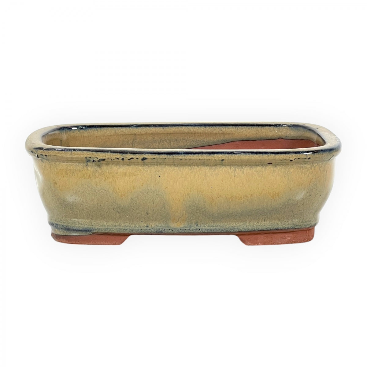 Rechthoekige keramische bonsai pot 18,5 cm olijfgroen