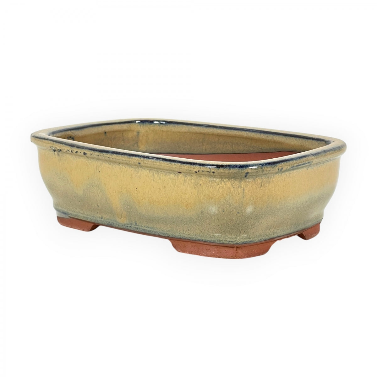 Rechthoekige keramische bonsai pot 18,5 cm olijfgroen 2