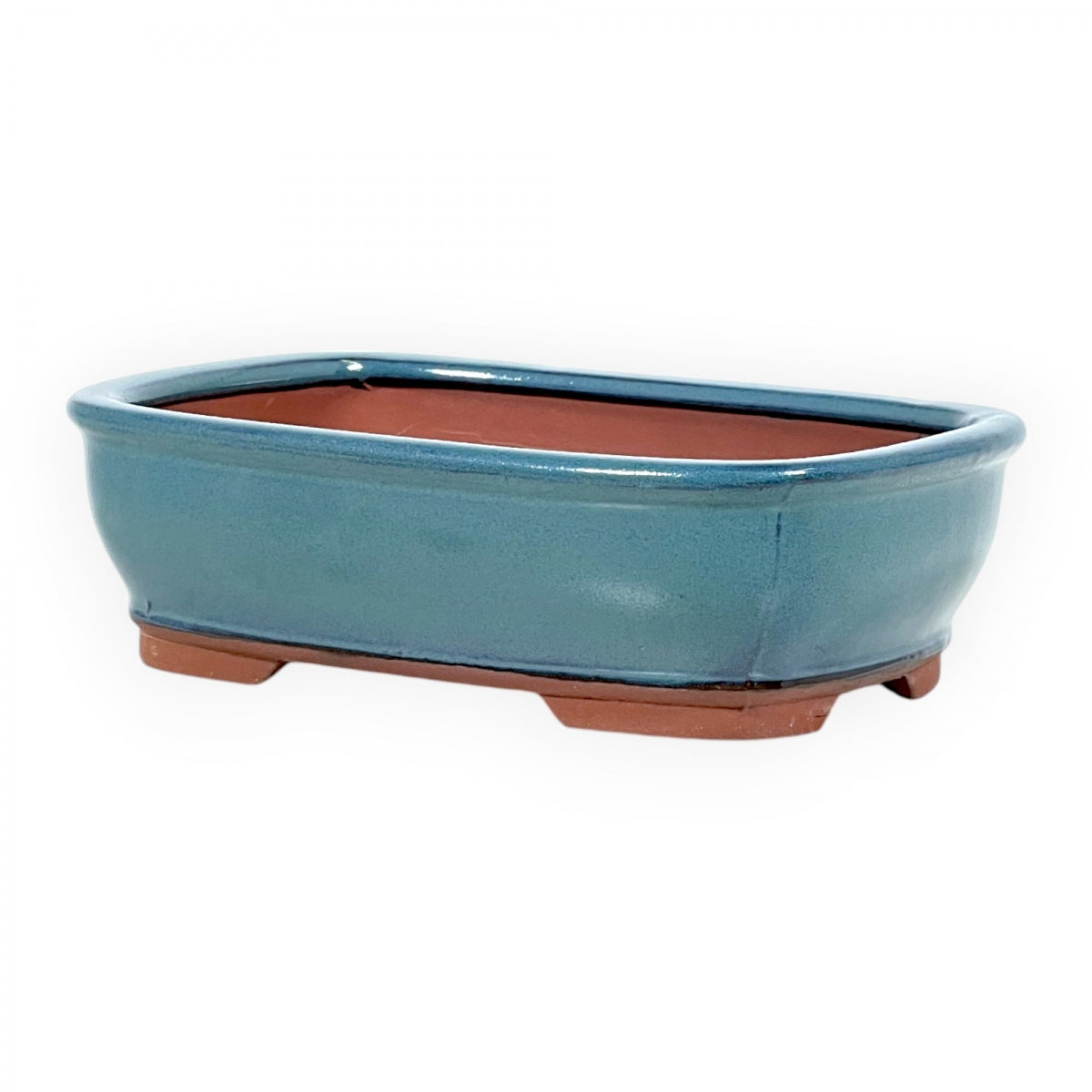 Rechthoekige keramische bonsai pot 18,5 cm turkoois/cyaan 2