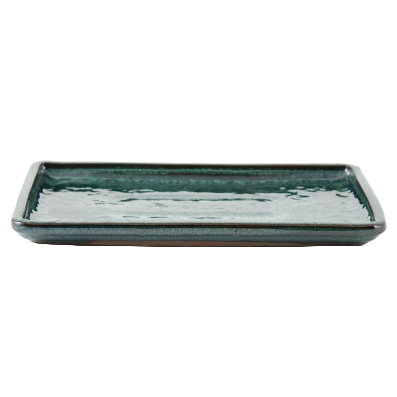 Rechthoekige keramische bonsai schaal 16 cm groen