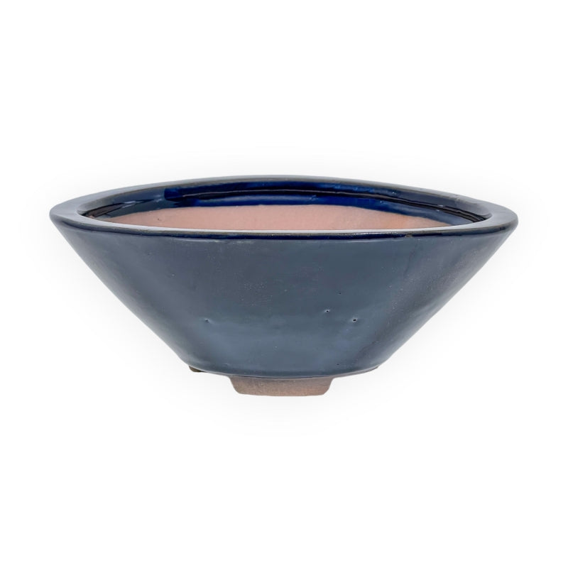 Ronde keramische bonsai pot 21 cm blauw 2