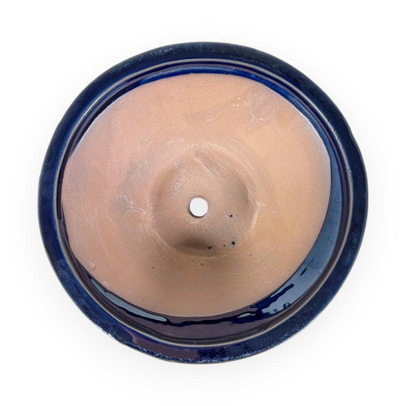 Ronde keramische bonsai pot 21 cm blauw 3