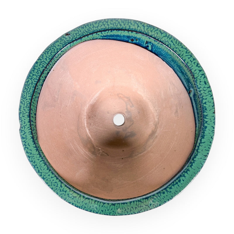 Ronde keramische bonsai pot 21 cm groen 3