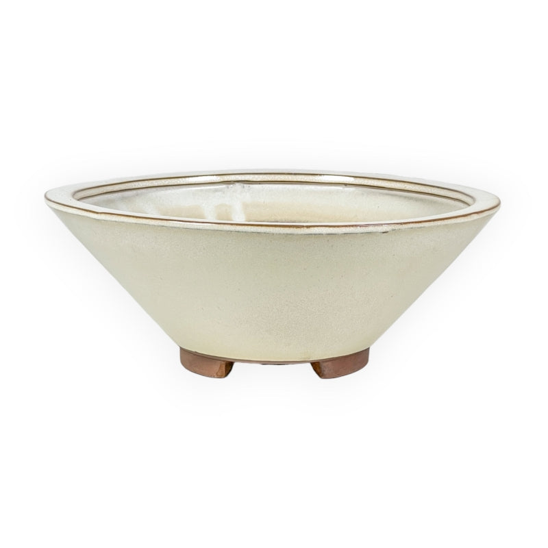 Ronde keramische bonsai pot 26 cm beige 2