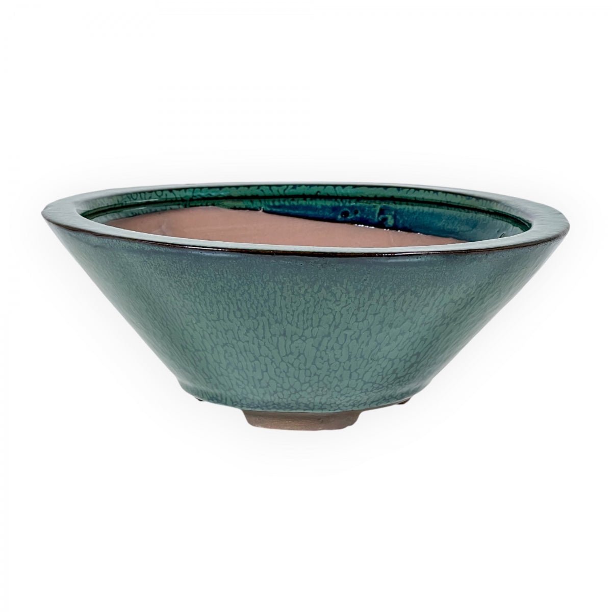 Ronde keramische bonsai pot 26 cm groen