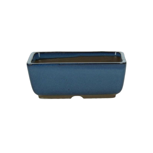 Rechthoekige keramische bonsai pot 12 cm donkerblauw