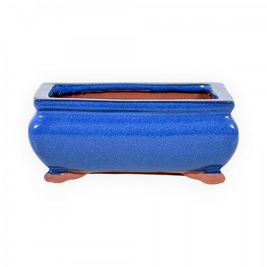 Rechthoekige keramische bonsai pot 15 cm blauw