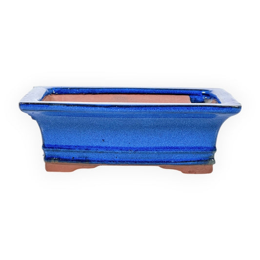 Rechthoekige keramische bonsai pot 17,5 cm blauw