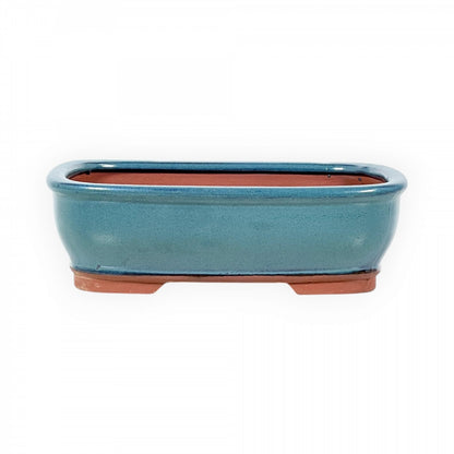 Rechthoekige keramische bonsai pot 18,5 cm turkoois/cyaan