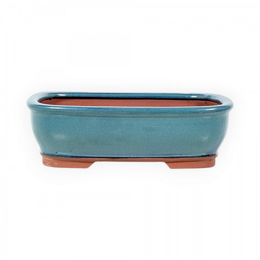 Rechthoekige keramische bonsai pot 18,5 cm turkoois/cyaan