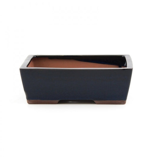 Rechthoekige keramische bonsai pot 18 cm donkerblauw