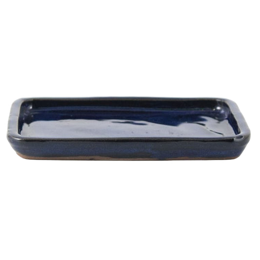 Rechthoekige keramische bonsai schaal 16 cm donkerblauw