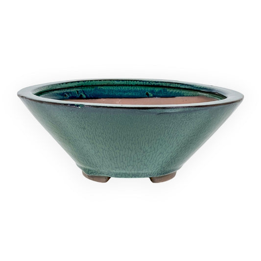 Ronde keramische bonsai pot 21 cm groen