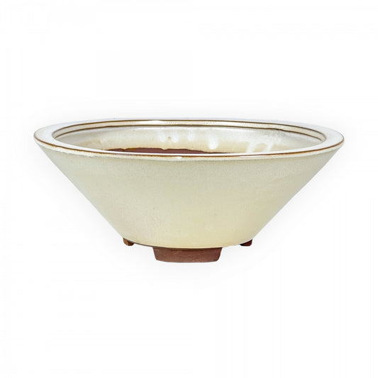 Ronde keramische bonsai pot 26 cm beige