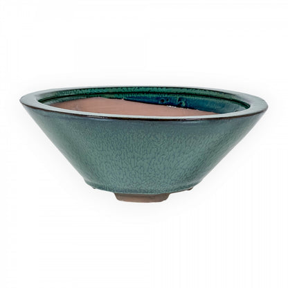 Ronde keramische bonsai pot 26 cm groen