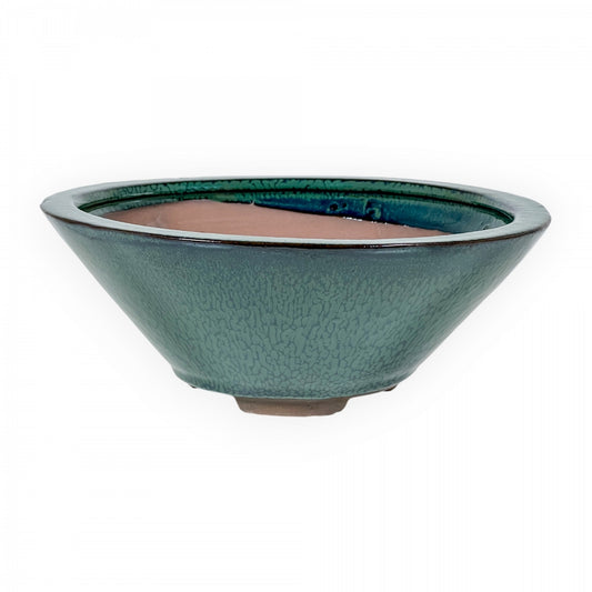 Ronde keramische bonsai pot 26 cm groen
